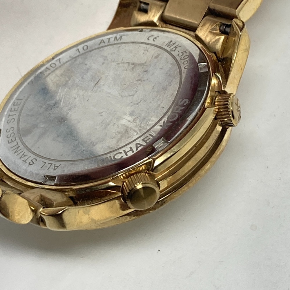 Michael Kors Watch Men 45mm Gold Tone Date World Time MK5960 100M New Battery 7" - Picture 15 of 15